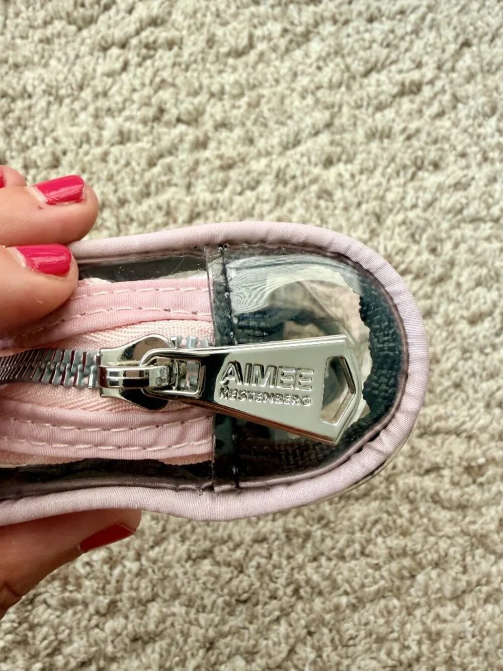 Aimee Kestenberg Pink Trim Clear Travel Bag Set (3 pouches)